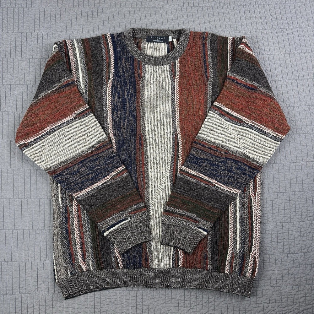 Vintage Protege Collection‎ Sweater Men's 2XL Tall 3D Knit Colorful Made In USA